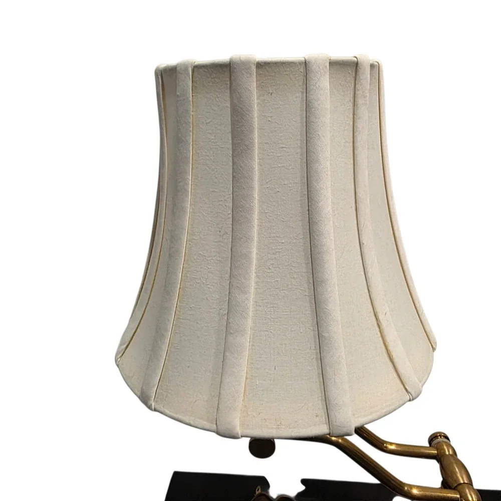 Solid Brass Adjustable Lamp Task Banker Office Desk Lighting Cream Shade Vintage